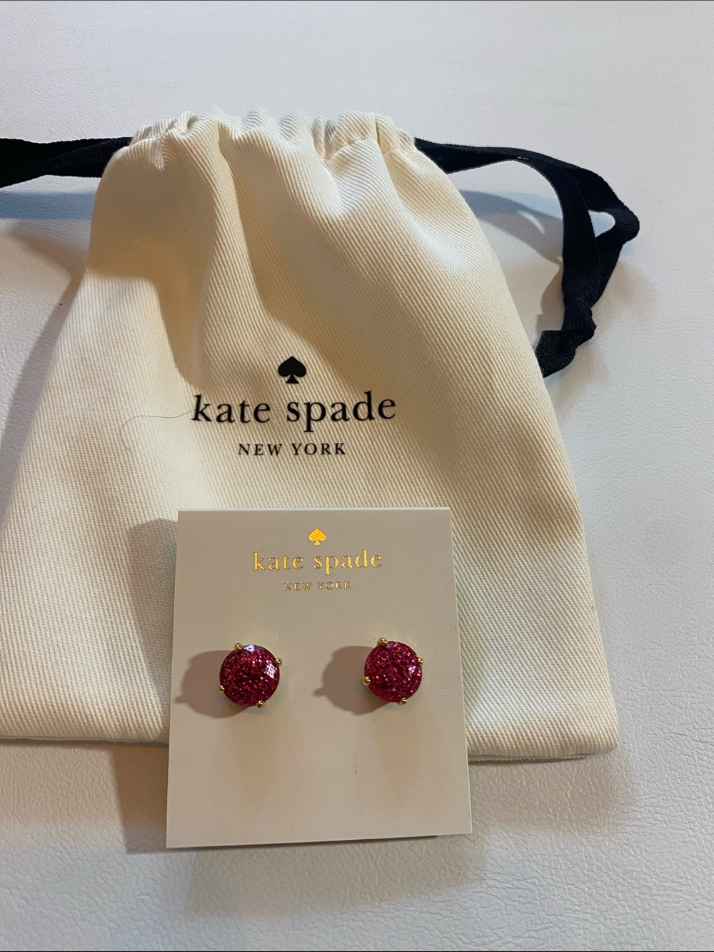 kate spade Hot Pink Glitter Round Stud Earrings